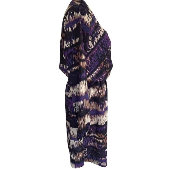 Amour Vert Karen Surplice Plum Ikat Print Dress M - Picture 7 of 7